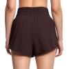 imageTHE GYM PEOPLE Womens Athletic Shorts Elastic Waisted Quick Dry Ruffle Tennis Workout Skorts with Mesh Liner Zip PocketsBrown