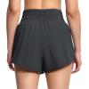 imageTHE GYM PEOPLE Womens Athletic Shorts Elastic Waisted Quick Dry Ruffle Tennis Workout Skorts with Mesh Liner Zip PocketsDark Grey