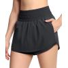 imageTHE GYM PEOPLE Womens Athletic Shorts Elastic Waisted Quick Dry Ruffle Tennis Workout Skorts with Mesh Liner Zip PocketsDark Grey