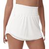 imageTHE GYM PEOPLE Womens Athletic Shorts Elastic Waisted Quick Dry Ruffle Tennis Workout Skorts with Mesh Liner Zip PocketsWhite