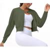 imageTHE GYM PEOPLE Womens Cropped Jackets Full Zip Long Sleeve Ribbed Workout Sweatshirts Lightweight Casual TopsGraphite Green