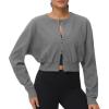 imageTHE GYM PEOPLE Womens Cropped Jackets Full Zip Long Sleeve Ribbed Workout Sweatshirts Lightweight Casual TopsGrey