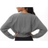 imageTHE GYM PEOPLE Womens Cropped Jackets Full Zip Long Sleeve Ribbed Workout Sweatshirts Lightweight Casual TopsGrey