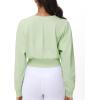 imageTHE GYM PEOPLE Womens Cropped Jackets Full Zip Long Sleeve Ribbed Workout Sweatshirts Lightweight Casual TopsLight Green
