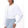 imageTHE GYM PEOPLE Womens Cropped Jackets Full Zip Long Sleeve Ribbed Workout Sweatshirts Lightweight Casual TopsWhite