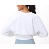 imageTHE GYM PEOPLE Womens Cropped Jackets Full Zip Long Sleeve Ribbed Workout Sweatshirts Lightweight Casual TopsWhite
