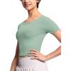 imageTHE GYM PEOPLE Womens Cute Crop TShirts Short Sleeve Ribbed Ice Silk Slim Fit Casual Tee Tops