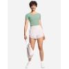 imageTHE GYM PEOPLE Womens Cute Crop TShirts Short Sleeve Ribbed Ice Silk Slim Fit Casual Tee Tops