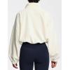 imageTHE GYM PEOPLE Womens Half Zip Crop Pullover Sweatshirt Fleece Stand Collar Workout Tops with Pockets Drawstring HemBeige