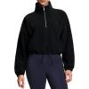 imageTHE GYM PEOPLE Womens Half Zip Crop Pullover Sweatshirt Fleece Stand Collar Workout Tops with Pockets Drawstring HemBlack