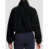 imageTHE GYM PEOPLE Womens Half Zip Crop Pullover Sweatshirt Fleece Stand Collar Workout Tops with Pockets Drawstring HemBlack