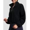 imageTHE GYM PEOPLE Womens Half Zip Crop Pullover Sweatshirt Fleece Stand Collar Workout Tops with Pockets Drawstring HemBlack
