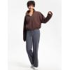 imageTHE GYM PEOPLE Womens Half Zip Crop Pullover Sweatshirt Fleece Stand Collar Workout Tops with Pockets Drawstring HemBrown