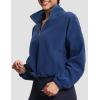 imageTHE GYM PEOPLE Womens Half Zip Crop Pullover Sweatshirt Fleece Stand Collar Workout Tops with Pockets Drawstring HemNavy Blue