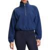 imageTHE GYM PEOPLE Womens Half Zip Crop Pullover Sweatshirt Fleece Stand Collar Workout Tops with Pockets Drawstring HemNavy Blue