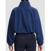 imageTHE GYM PEOPLE Womens Half Zip Crop Pullover Sweatshirt Fleece Stand Collar Workout Tops with Pockets Drawstring HemNavy Blue