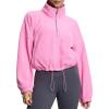 imageTHE GYM PEOPLE Womens Half Zip Crop Pullover Sweatshirt Fleece Stand Collar Workout Tops with Pockets Drawstring HemPink