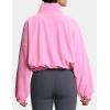 imageTHE GYM PEOPLE Womens Half Zip Crop Pullover Sweatshirt Fleece Stand Collar Workout Tops with Pockets Drawstring HemPink