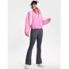 imageTHE GYM PEOPLE Womens Half Zip Crop Pullover Sweatshirt Fleece Stand Collar Workout Tops with Pockets Drawstring HemPink