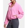 imageTHE GYM PEOPLE Womens Half Zip Crop Pullover Sweatshirt Fleece Stand Collar Workout Tops with Pockets Drawstring HemPink