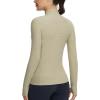 imageTHE GYM PEOPLE Womens Half Zip Golf Workout Shirts Long Sleeve Soft Warm Yoga Athletic Pullover Sweatshirts with Thumb HoleApricot Heather