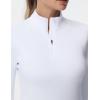 imageTHE GYM PEOPLE Womens Half Zip Golf Workout Shirts Long Sleeve Soft Warm Yoga Athletic Pullover Sweatshirts with Thumb HoleWhite