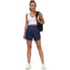 imageTHE GYM PEOPLE Womens High Waist Running Shorts with Liner Athletic Hiking Workout Shorts Zip PocketsBlue