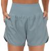 imageTHE GYM PEOPLE Womens High Waist Running Shorts with Liner Athletic Hiking Workout Shorts Zip PocketsDenim Blue