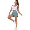 imageTHE GYM PEOPLE Womens High Waist Running Shorts with Liner Athletic Hiking Workout Shorts Zip PocketsDenim Blue