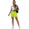 imageTHE GYM PEOPLE Womens High Waist Running Shorts with Liner Athletic Hiking Workout Shorts Zip PocketsFluores Yellow