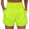 imageTHE GYM PEOPLE Womens High Waist Running Shorts with Liner Athletic Hiking Workout Shorts Zip PocketsFluores Yellow