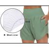 imageTHE GYM PEOPLE Womens High Waist Running Shorts with Liner Athletic Hiking Workout Shorts Zip PocketsJasmine Green