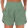 imageTHE GYM PEOPLE Womens High Waist Running Shorts with Liner Athletic Hiking Workout Shorts Zip PocketsJasmine Green