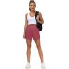 imageTHE GYM PEOPLE Womens High Waist Running Shorts with Liner Athletic Hiking Workout Shorts Zip PocketsRose Red