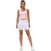 imageTHE GYM PEOPLE Womens High Waist Running Shorts with Liner Athletic Hiking Workout Shorts Zip PocketsWhite