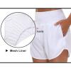 imageTHE GYM PEOPLE Womens High Waist Running Shorts with Liner Athletic Hiking Workout Shorts Zip PocketsWhite