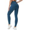 imageTHE GYM PEOPLE Womens High Waist Yoga Pants Buttery Soft Stretchy Tummy Control Workout Athletic Leggings with PocketsDark Blue Green