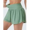 imageTHE GYM PEOPLE Womens High Waisted Flowy Running Shorts 2 in 1 Athletic Workout Skirt ShortsLight Green