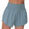 imageTHE GYM PEOPLE Womens High Waisted Running Shorts Mesh Liner Side Split Workout Shorts Zipper PocketDenim Blue