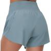 imageTHE GYM PEOPLE Womens High Waisted Running Shorts Mesh Liner Side Split Workout Shorts Zipper PocketDenim Blue