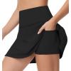 imageTHE GYM PEOPLE Womens High Waisted Tennis Skirts Crossover Hemline Back Pleated Golf Skorts with Inner ShortsBlack