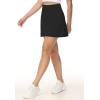 imageTHE GYM PEOPLE Womens High Waisted Tennis Skirts Crossover Hemline Back Pleated Golf Skorts with Inner ShortsBlack