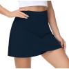 imageTHE GYM PEOPLE Womens High Waisted Tennis Skirts Crossover Hemline Back Pleated Golf Skorts with Inner ShortsBlue