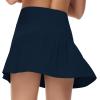 imageTHE GYM PEOPLE Womens High Waisted Tennis Skirts Crossover Hemline Back Pleated Golf Skorts with Inner ShortsBlue
