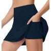 imageTHE GYM PEOPLE Womens High Waisted Tennis Skirts Crossover Hemline Back Pleated Golf Skorts with Inner ShortsBlue