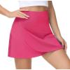 imageTHE GYM PEOPLE Womens High Waisted Tennis Skirts Crossover Hemline Back Pleated Golf Skorts with Inner ShortsBright Pink