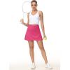 imageTHE GYM PEOPLE Womens High Waisted Tennis Skirts Crossover Hemline Back Pleated Golf Skorts with Inner ShortsBright Pink