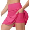imageTHE GYM PEOPLE Womens High Waisted Tennis Skirts Crossover Hemline Back Pleated Golf Skorts with Inner ShortsBright Pink