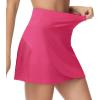 imageTHE GYM PEOPLE Womens High Waisted Tennis Skirts Crossover Hemline Back Pleated Golf Skorts with Inner ShortsBright Pink