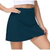 imageTHE GYM PEOPLE Womens High Waisted Tennis Skirts Crossover Hemline Back Pleated Golf Skorts with Inner ShortsDark Blue Green